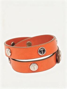 TOD'S Orange Double Wrap Leather Bracelet
